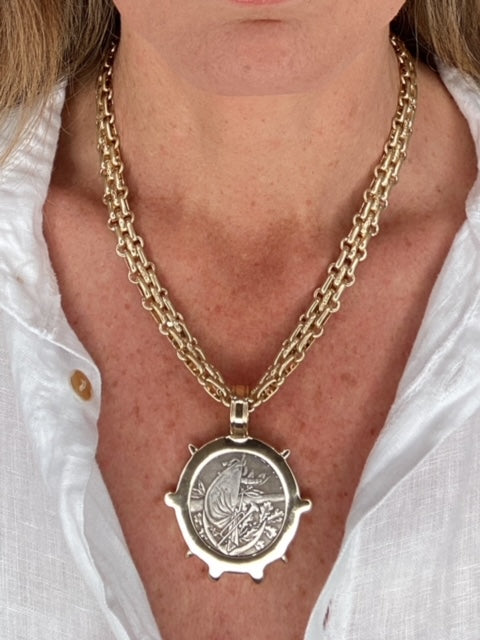 VALERIE COIN ACCENT CHAIN NECKLACE-SILVER/GOLD - Kingfisher Road - Online Boutique