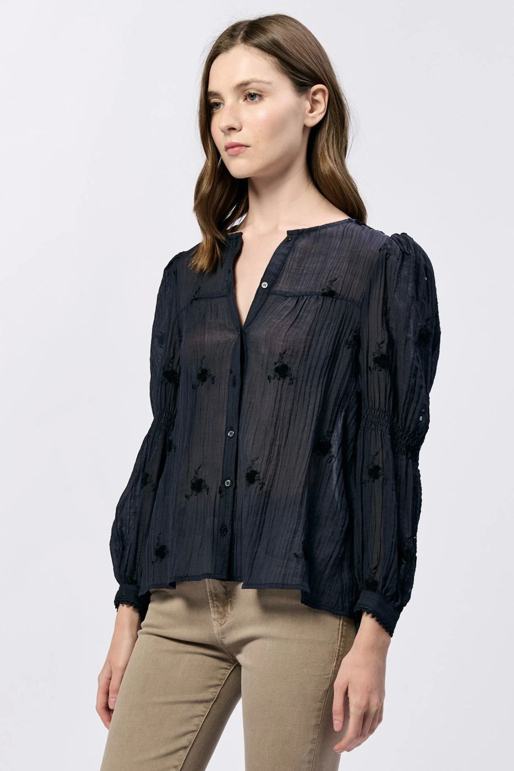 ANNA LISA BUTTON UP LONG SLEEVE-BLACK IRIS - Kingfisher Road - Online Boutique