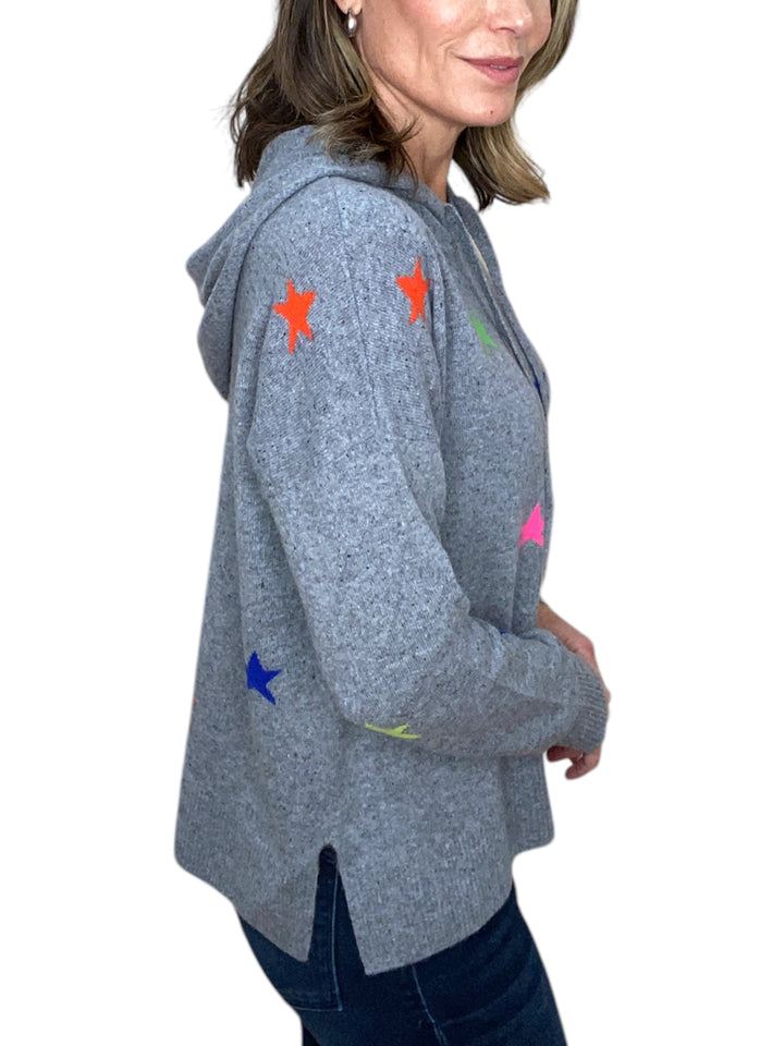 SPECKLED MULTI STAR INTARSIA SWEATER-GREY