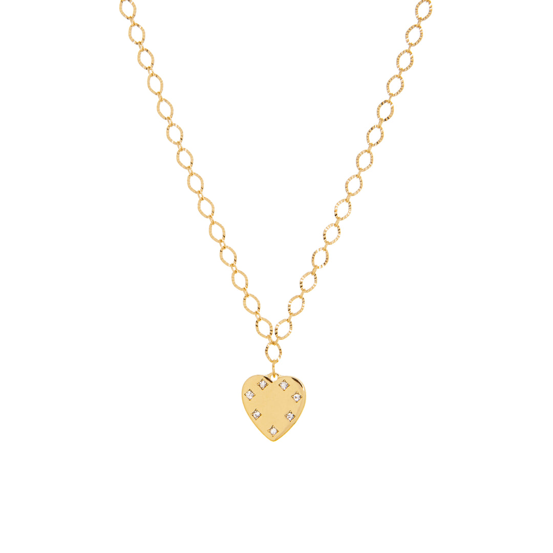 CABLE CHAIN NECKLACE WITH HEART CHARM-GOLD - Kingfisher Road - Online Boutique