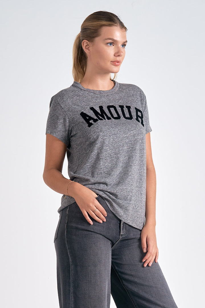 AMOUR CREW NECK TEE-GREY