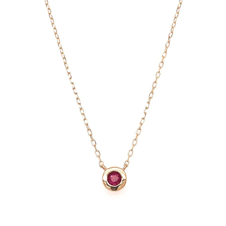 .09ct  ROUND RUBY PENDANT NECKLACE-14kt YG - Kingfisher Road - Online Boutique