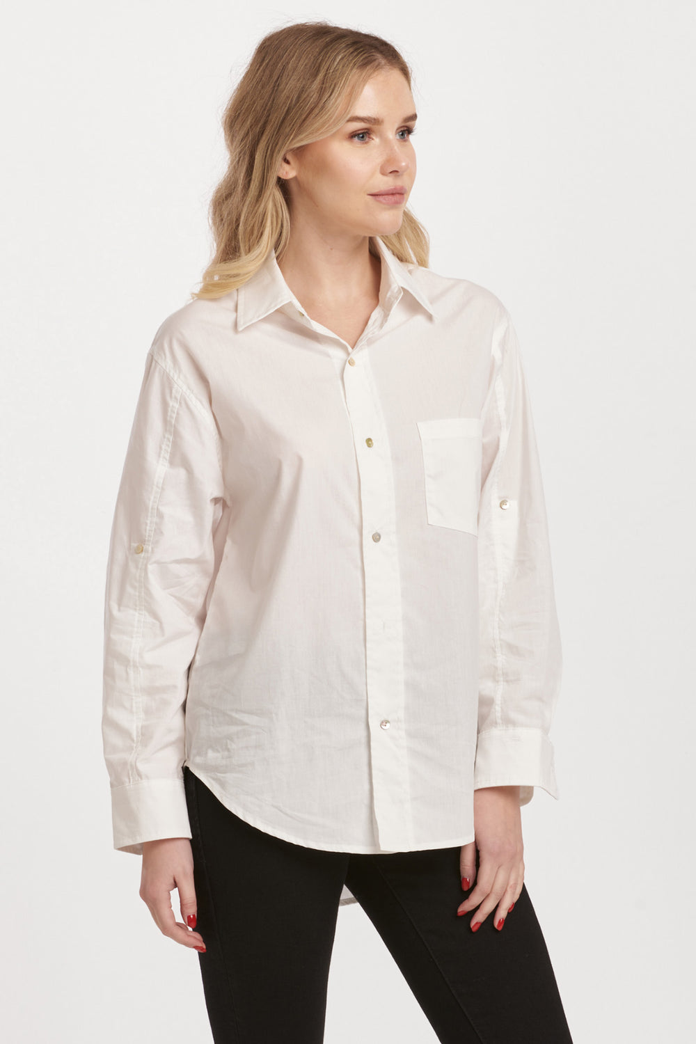 LOLA BUTTON DOWN COLLARED SHIRT-WHITE - Kingfisher Road - Online Boutique