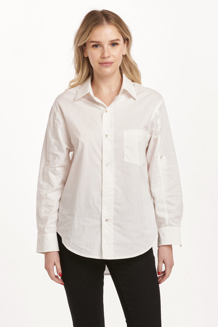 LOLA BUTTON DOWN COLLARED SHIRT-WHITE - Kingfisher Road - Online Boutique