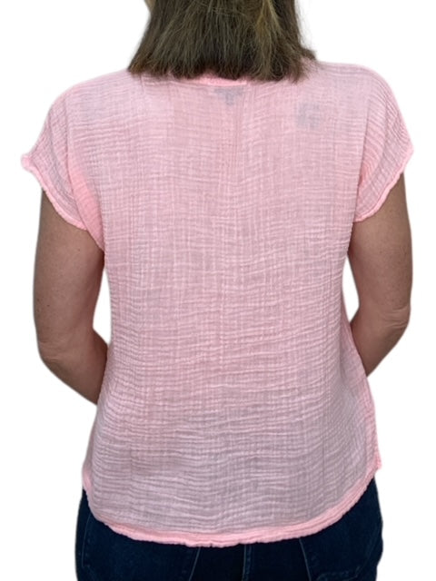 NAOMI SPLIT NECK TOP-GRAPEFRUIT - Kingfisher Road - Online Boutique