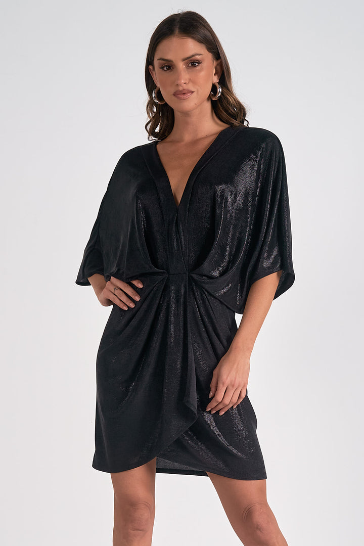 V-NECK DOLMAN DRESS-BLACK - Kingfisher Road - Online Boutique