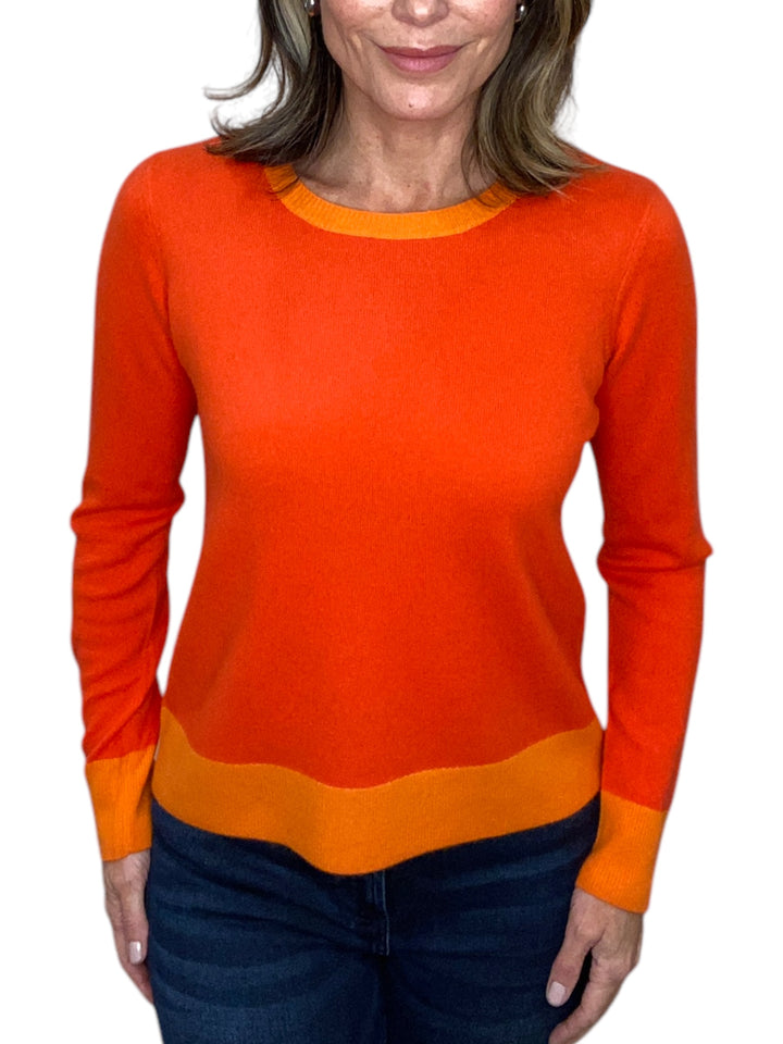 TIPPED CREW SWEATER-ORANGE/TANGERINE