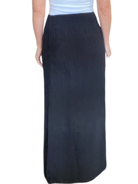 MAXI SKIRT W/ FRONT SLIT-BLACK - Kingfisher Road - Online Boutique