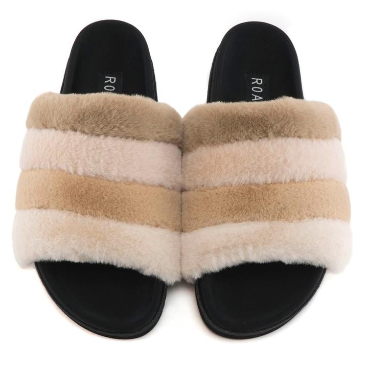 CREAM FUZZY PRISM SLIPPERS - Kingfisher Road - Online Boutique