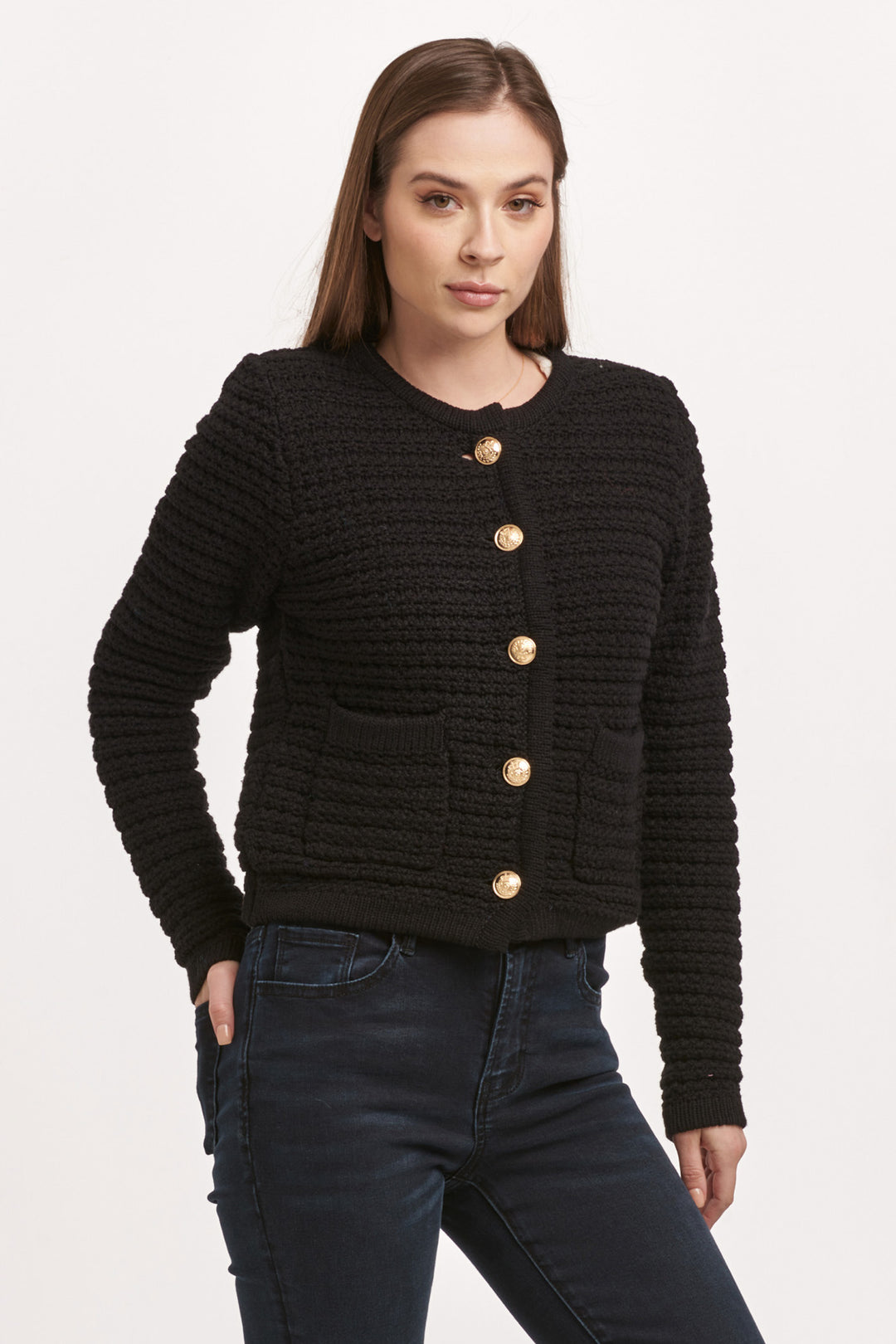 CAMBRIA BUTTON DOWN CARDIGAN-BLACK