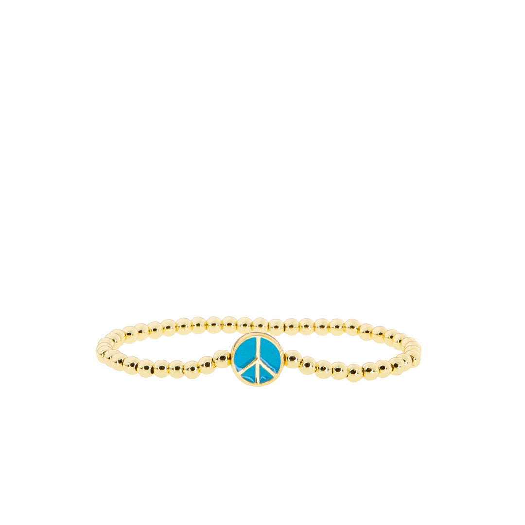 BEADED BRACELET WITH PEACE SIGN-TURQUOISE - Kingfisher Road - Online Boutique