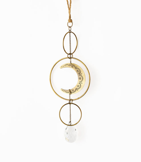 CRESCENT MOON BRASS SUNCATCHER