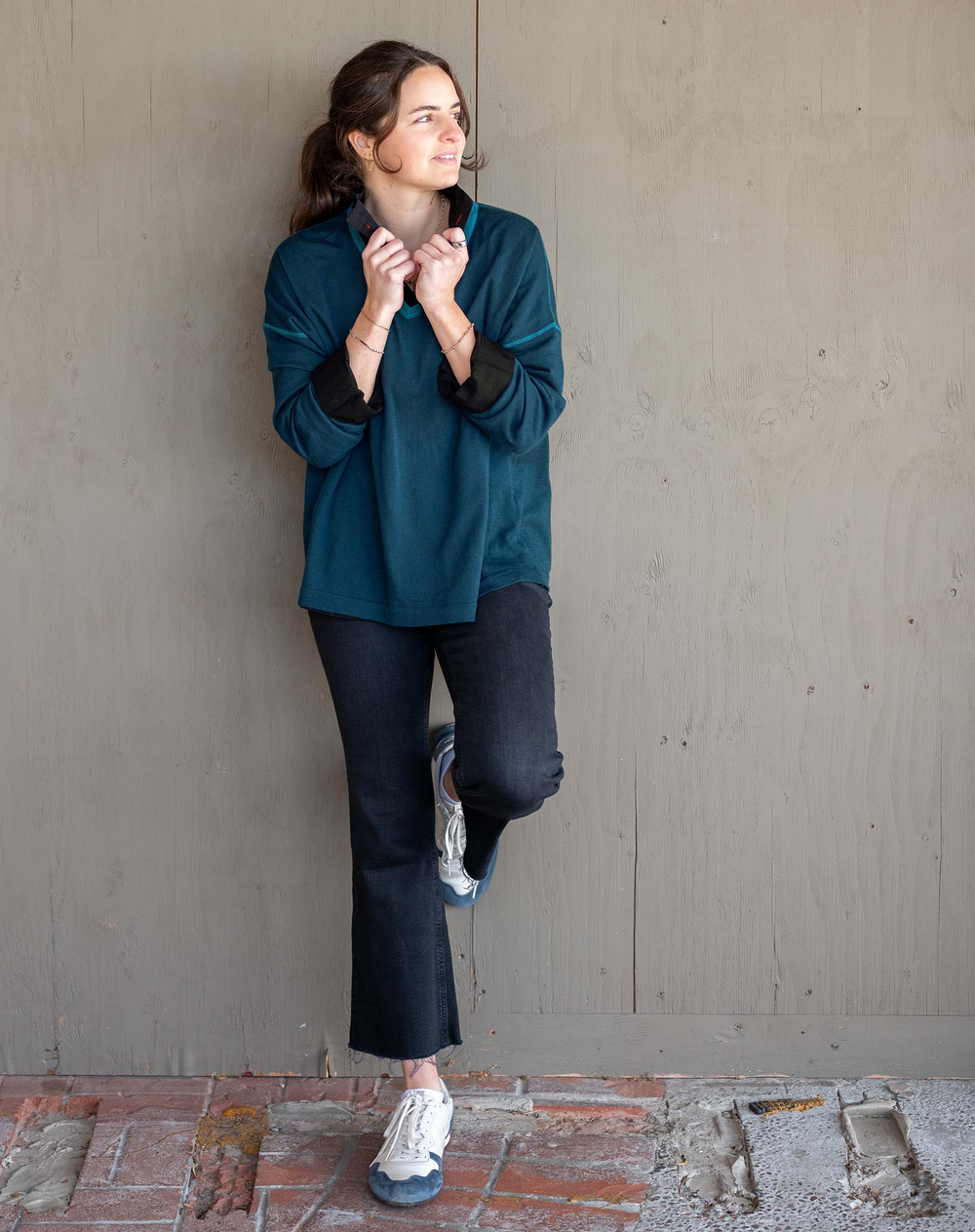 DEL MAR V-NECK SWEATER-DEEP TEAL - Kingfisher Road - Online Boutique
