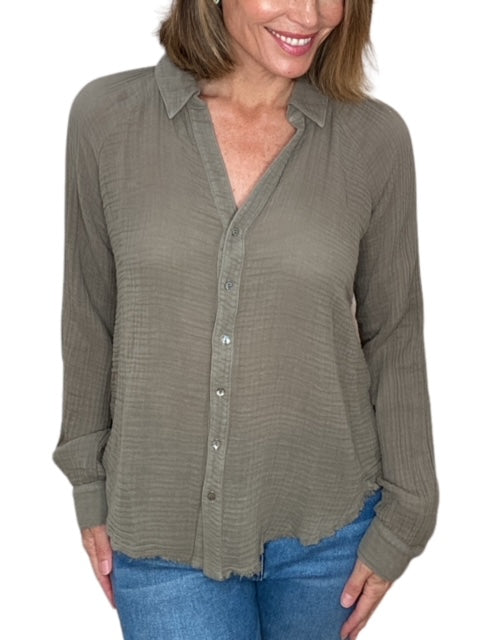 TONI BUTTON DOWN SHIRT-OLIVE - Kingfisher Road - Online Boutique