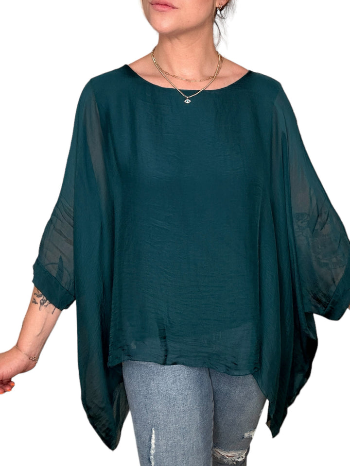 CLASSIC SILK TOP-EMERALD - Kingfisher Road - Online Boutique