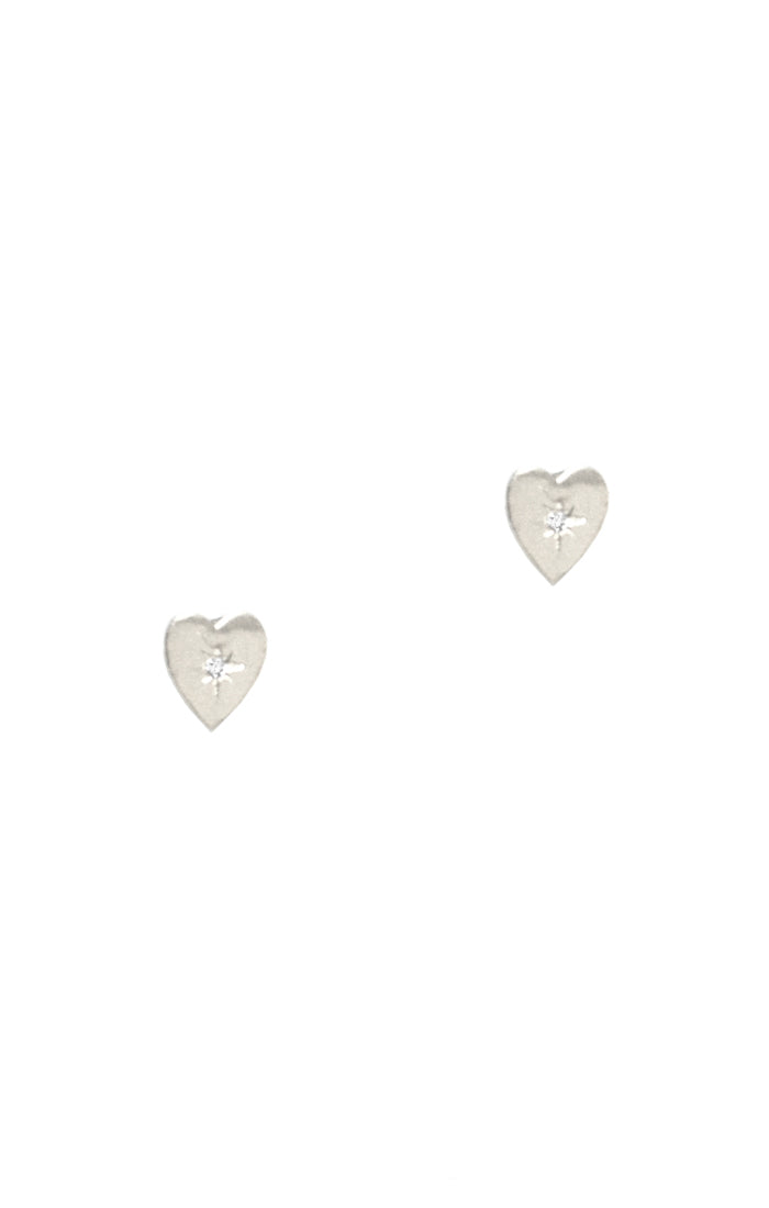 HEART WITH CUBIC EMBEDDED EARRINGS-SILVER - Kingfisher Road - Online Boutique