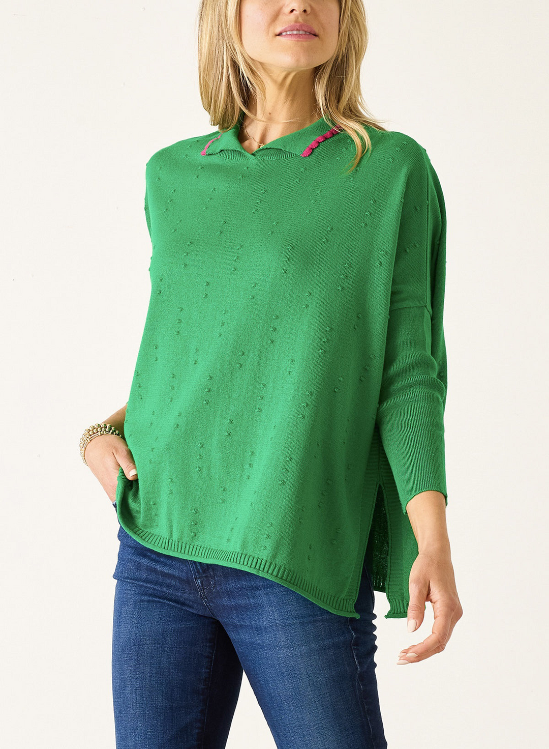 CATALINA COTTON GURLEY POLO SWEATER-TRUE GREEN - Kingfisher Road - Online Boutique