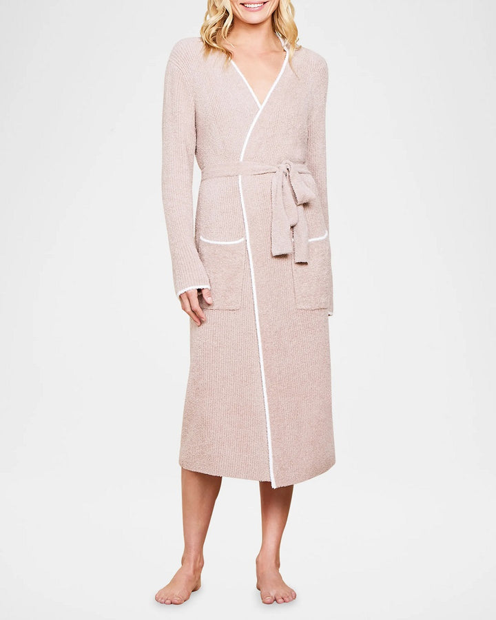 CCL CONTRAST RIBBED ROBE-WILLOW PEARL