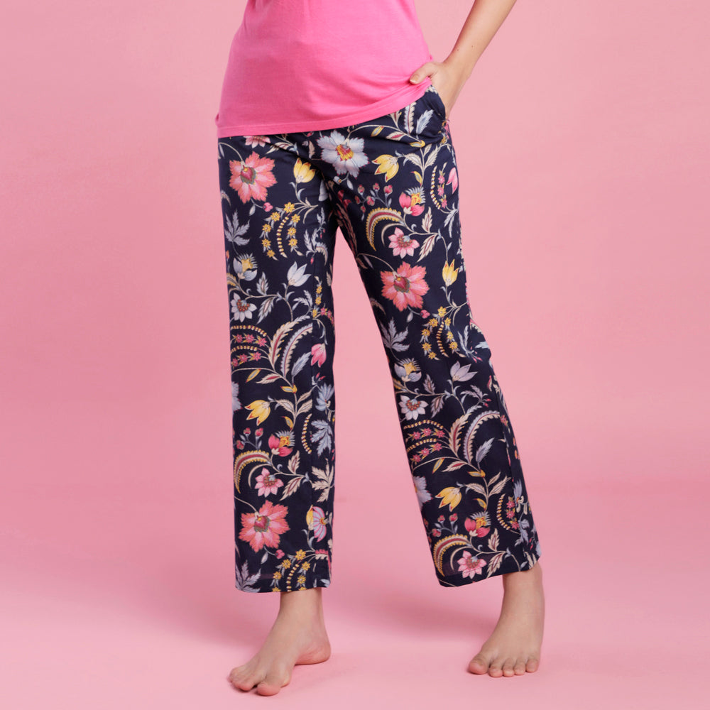 NATALIE NAVY FLORAL PAJAMA PANT IN A BAG - Kingfisher Road - Online Boutique