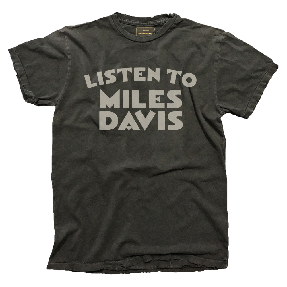 LISTEN TO MILES DAVIS TEE-VINTAGE BLACK - Kingfisher Road - Online Boutique