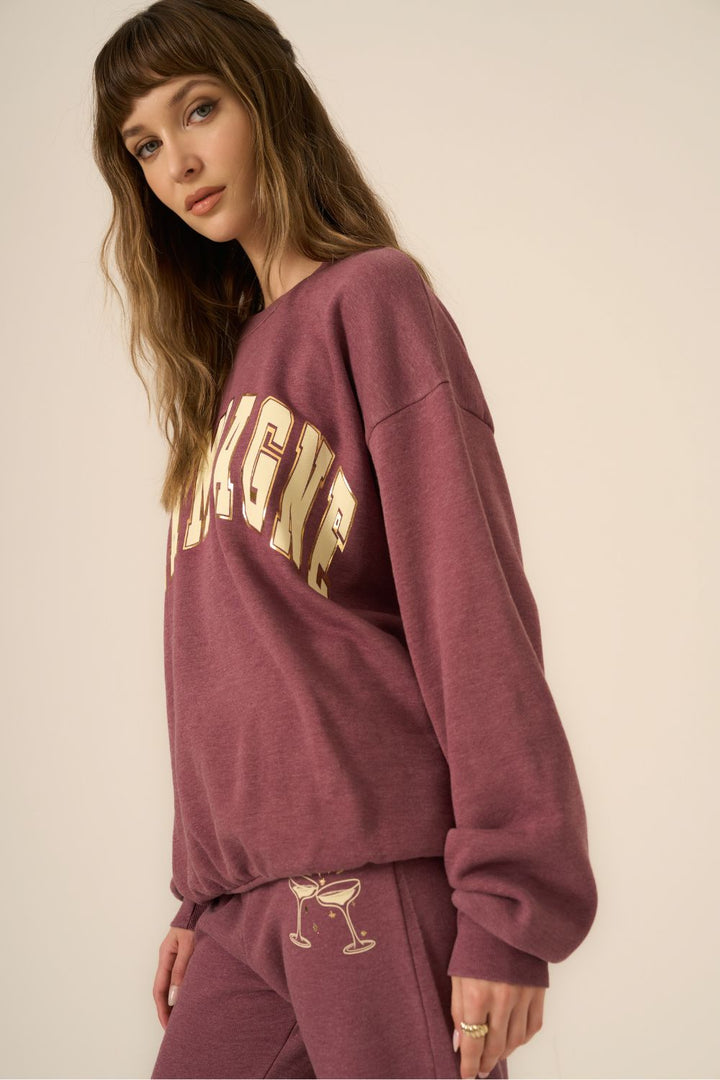 CHAMPAGNE FOIL SWEATSHIRT-MERRY MERLOT