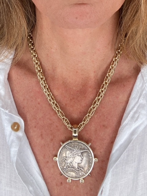 VALERIE COIN ACCENT CHAIN NECKLACE-SILVER/GOLD - Kingfisher Road - Online Boutique