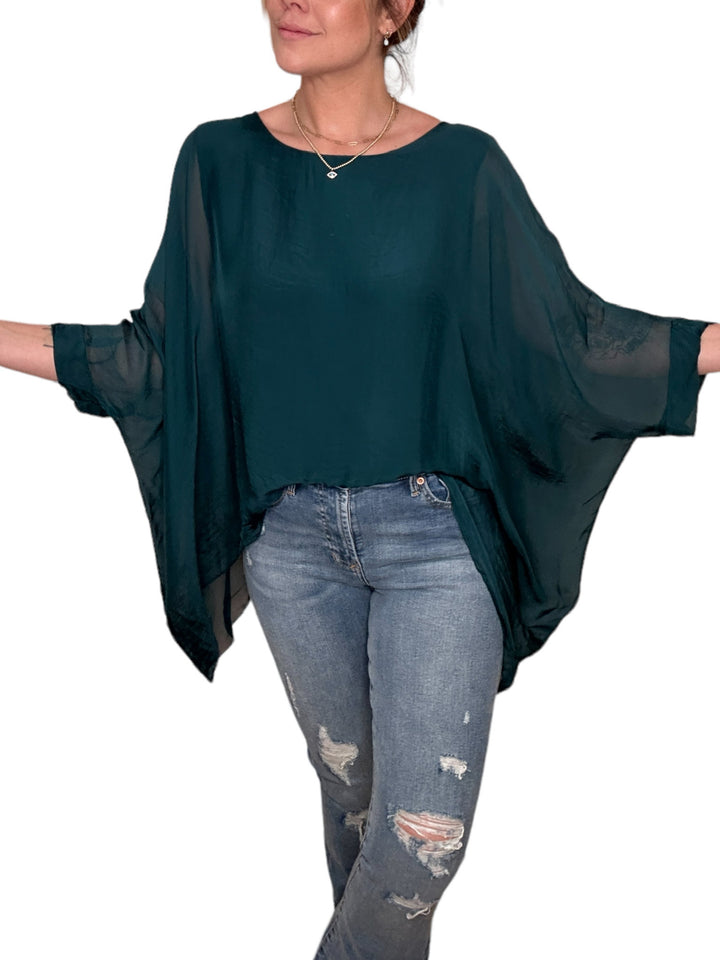 CLASSIC SILK TOP-EMERALD - Kingfisher Road - Online Boutique