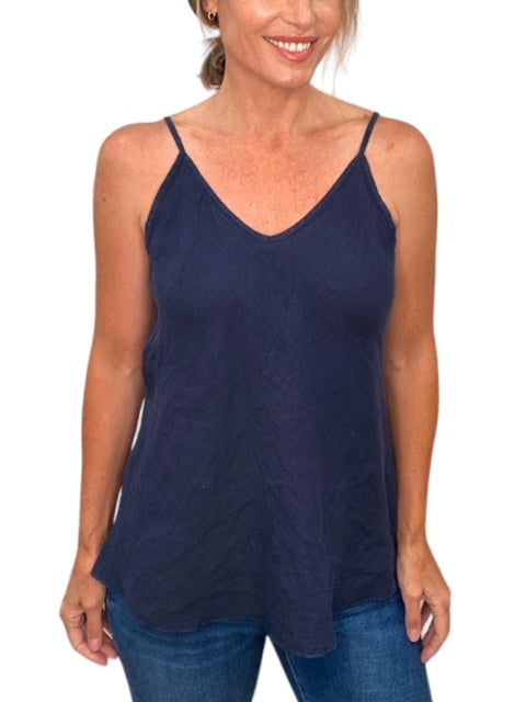 LINEN TANK TOP-NAVY - Kingfisher Road - Online Boutique