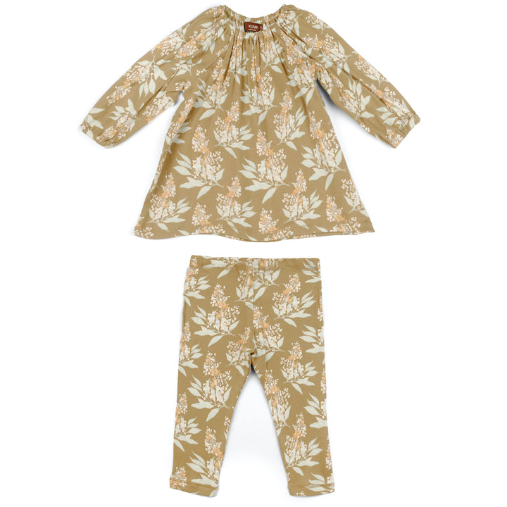 GOLD FLORAL ORGANIC DRESS & LEGGING SET - Kingfisher Road - Online Boutique