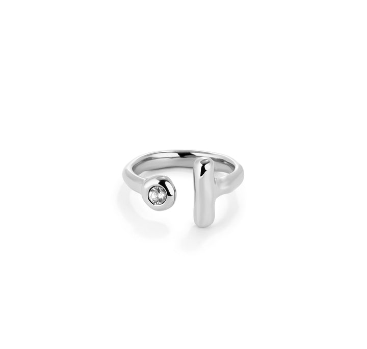 OPEN RING WITH STONE AND BAR-SILVER - Kingfisher Road - Online Boutique