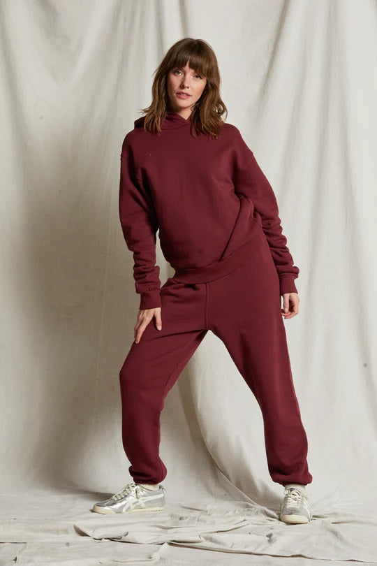 STEVIE FLEECE EASY SWEATPANT-CRANBERRY