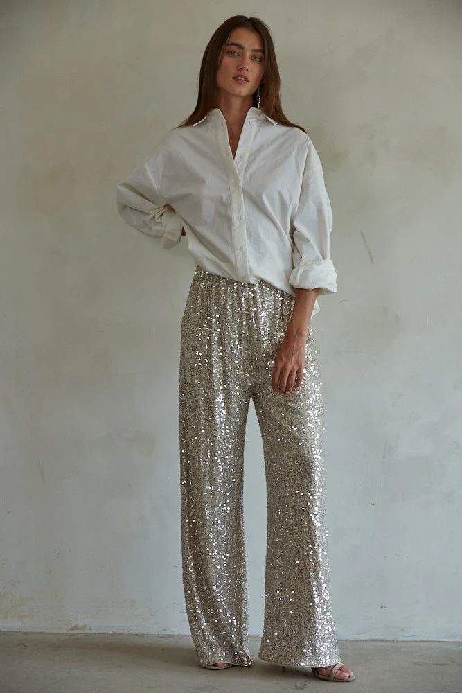 CITY OF STARS PANTS-GOLD SILVER