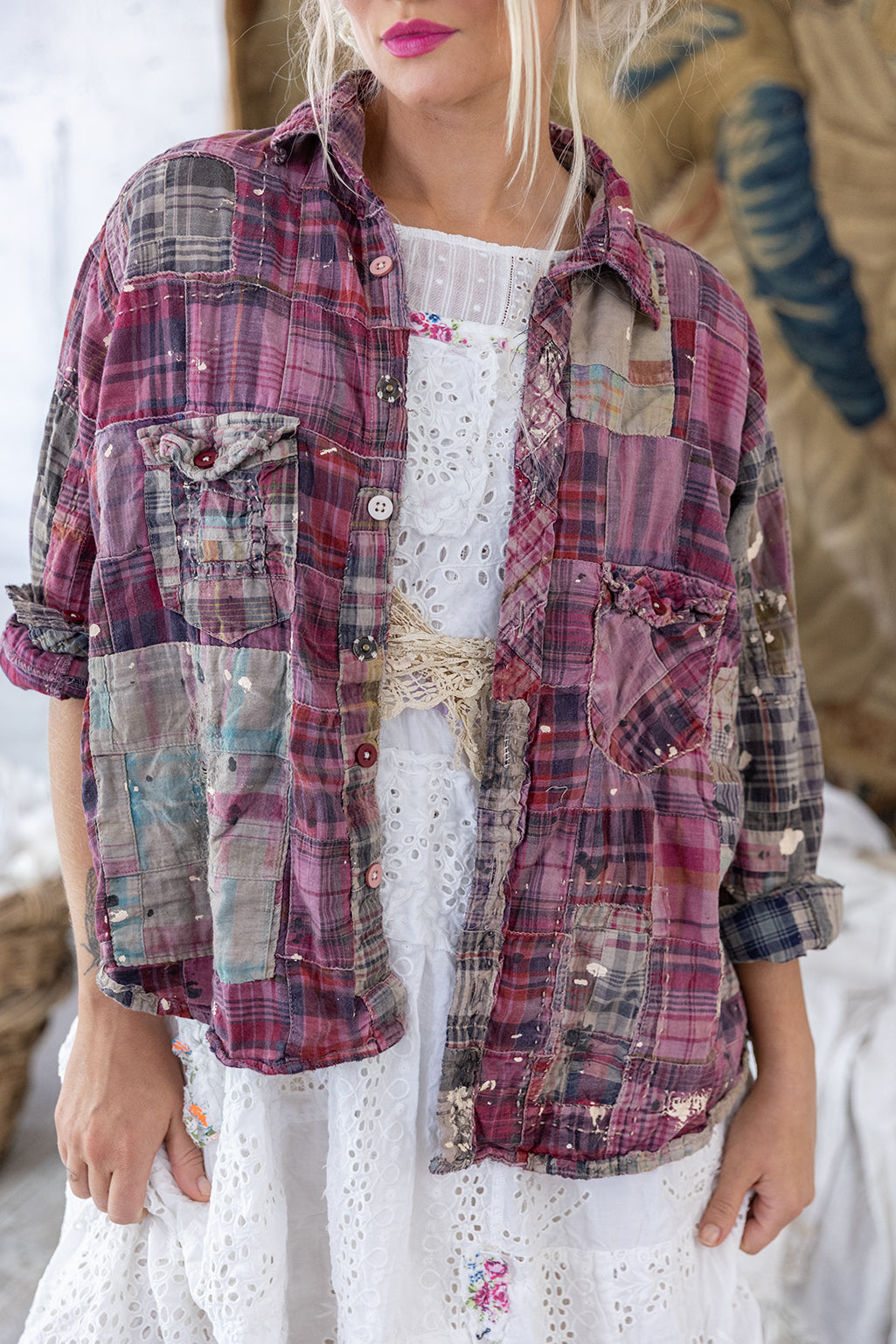 PATCHWORK KELLY WESTERN SHIRT-MADRAS PINK - Kingfisher Road - Online Boutique