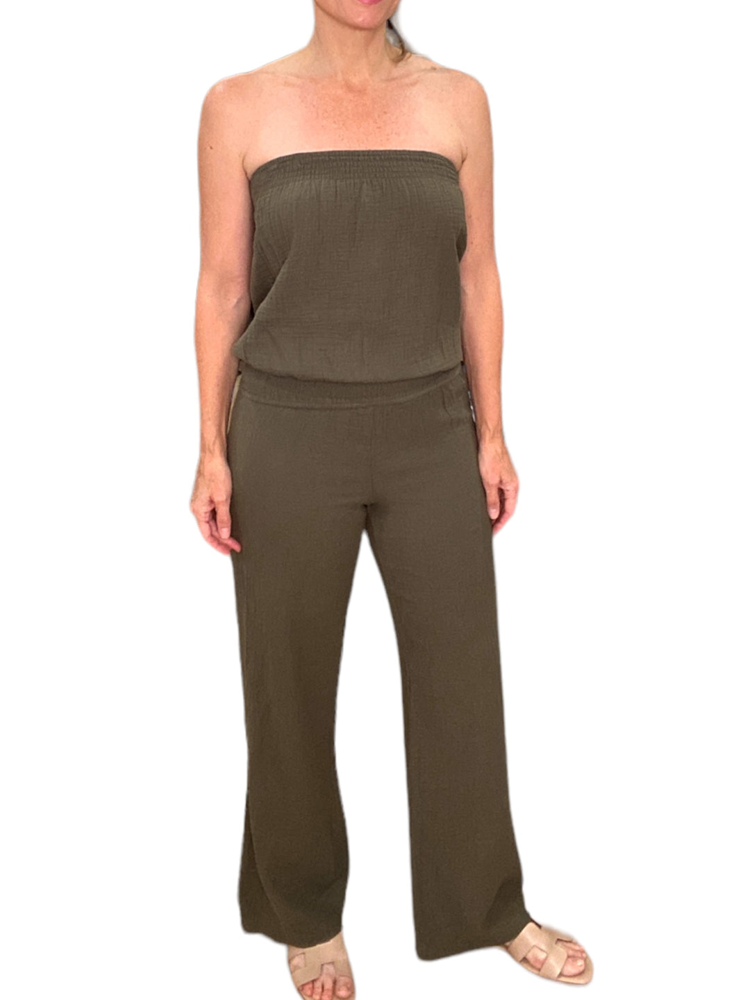 WIDE LEG SMOCKED WAIST PANT-TROOPS - Kingfisher Road - Online Boutique