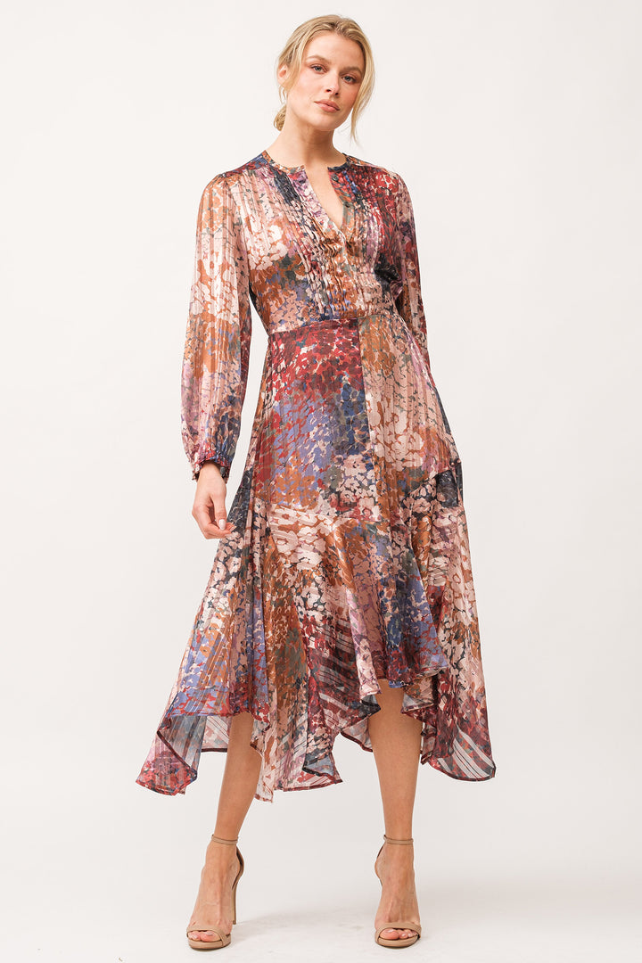AMELIA HIDDEN PLACKET DRESS-TINSEL GARDEN - Kingfisher Road - Online Boutique