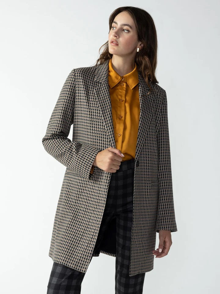 SADDLE HOUNDSTOOTH CARLY COAT - Kingfisher Road - Online Boutique