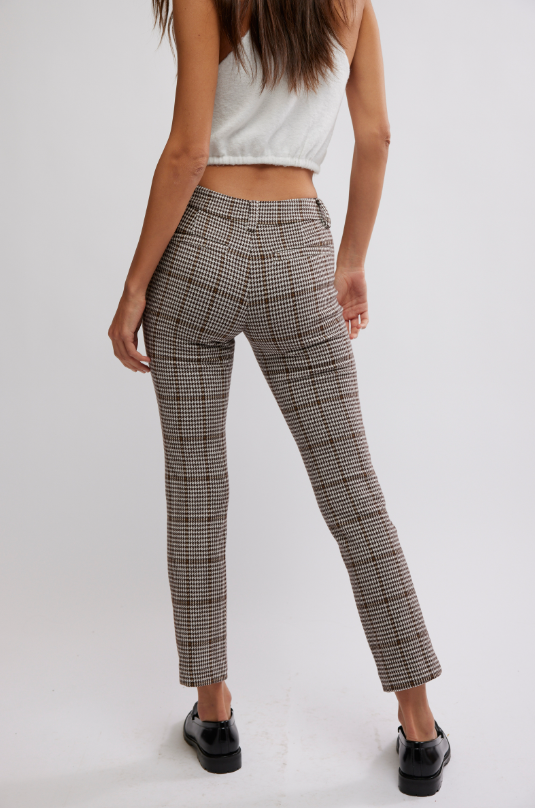 MOLLY PLAID SLIM PANT-NEUTRAL COMBO