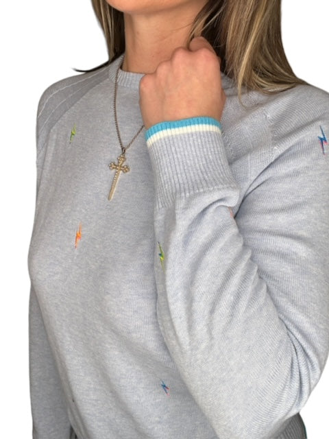 ELECTRIC EMBROIDERY SWEATER-FROST BLUE