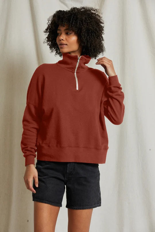 MAREN FRENCH TERRY HALF ZIP-RUSSET - Kingfisher Road - Online Boutique