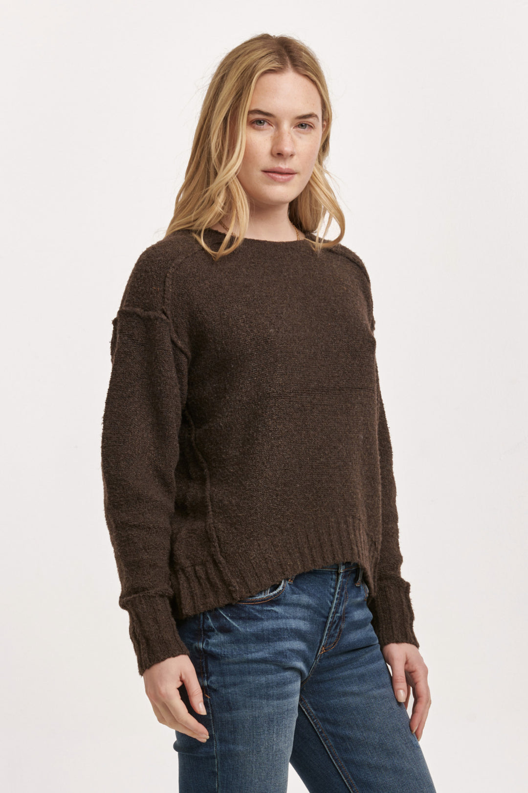 JENNA LONG SLEEVE SWEATER-DARK CHOCOLATE