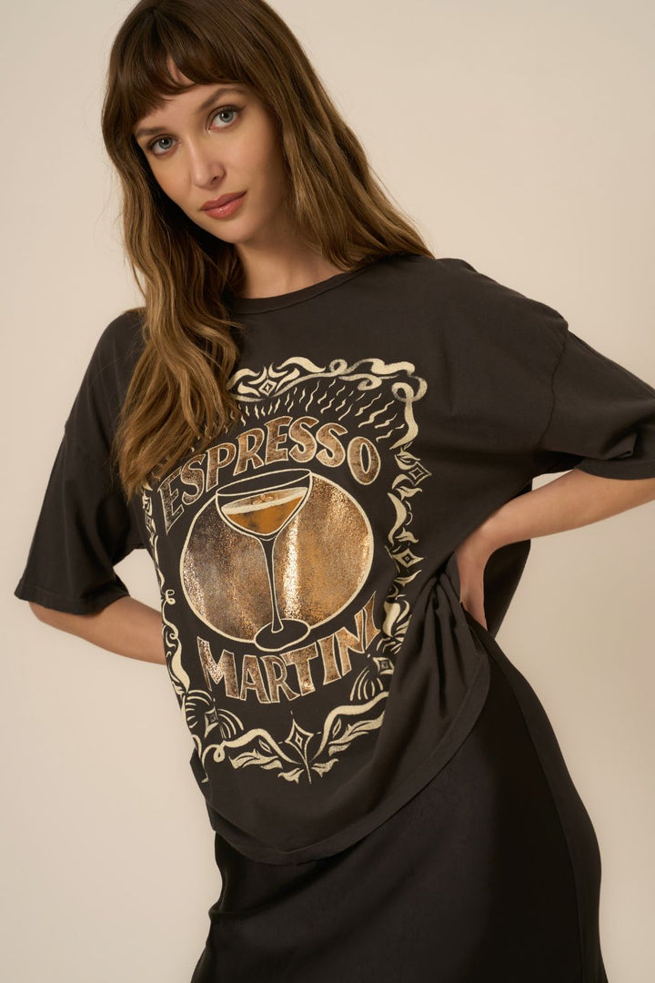 ESPRESSO MARTINI FOIL PERFECT BF TEE-VINTAGE BLACK - Kingfisher Road - Online Boutique