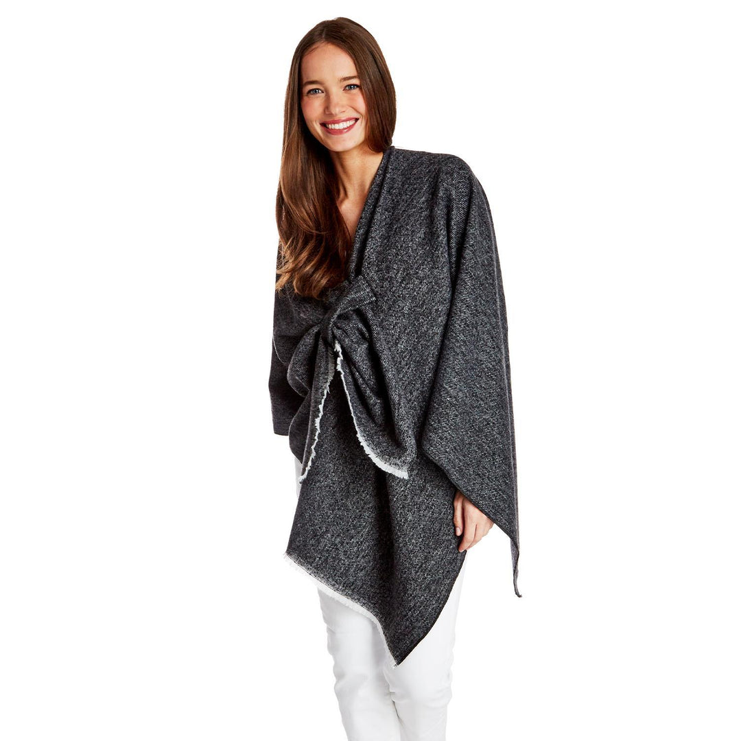 ASYMMETRIC SHAWL-CHARCOAL GREY