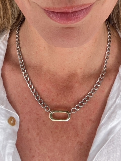 SANDRA OPEN CURB NECKLACE-ANTIQUE SILVER - Kingfisher Road - Online Boutique