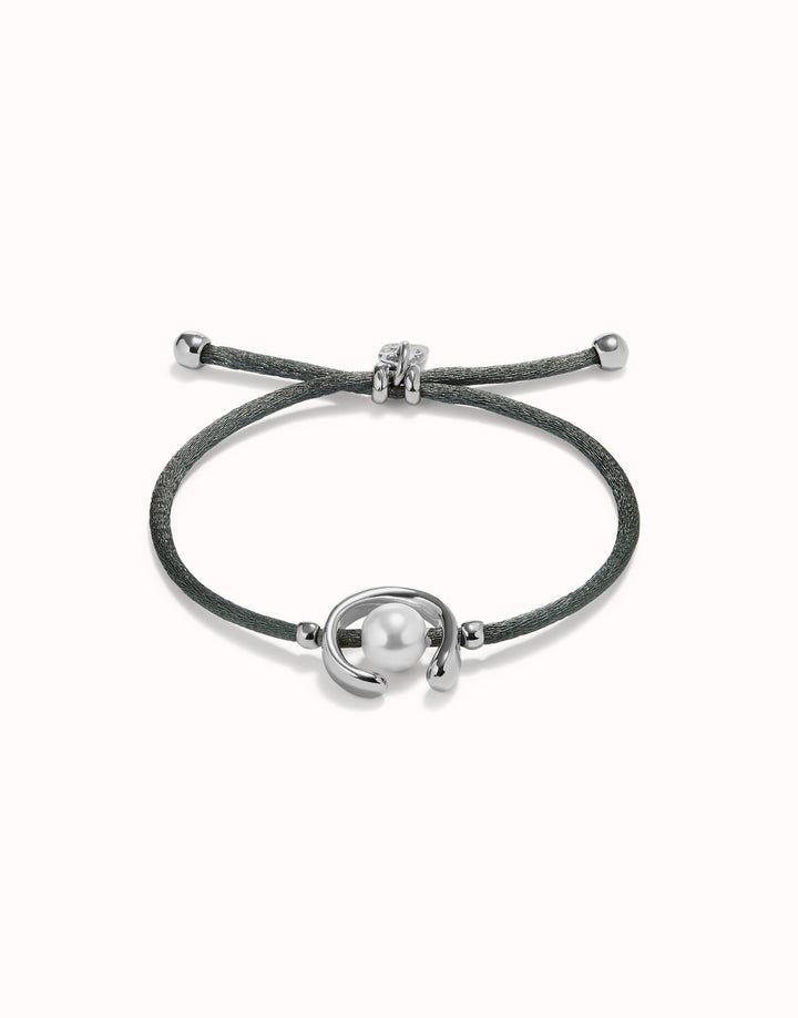 SILVER ADJUSTABLE PEARL GREY CORD BRACELET - Kingfisher Road - Online Boutique