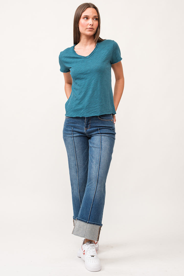 VANYA VNECK SHORT SLEEVE-DEEP TEAL - Kingfisher Road - Online Boutique