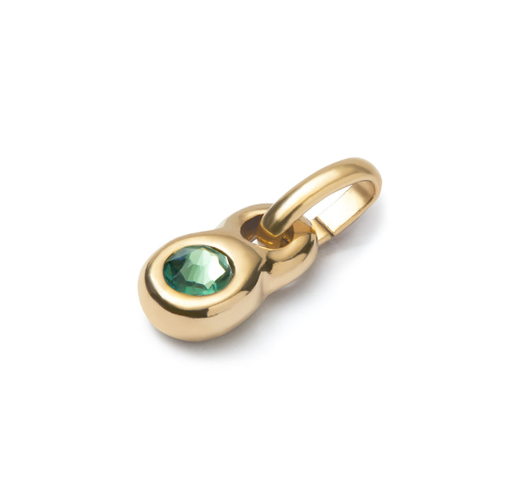 DROPLET CHARM WITH GREEN STONE-GOLD - Kingfisher Road - Online Boutique