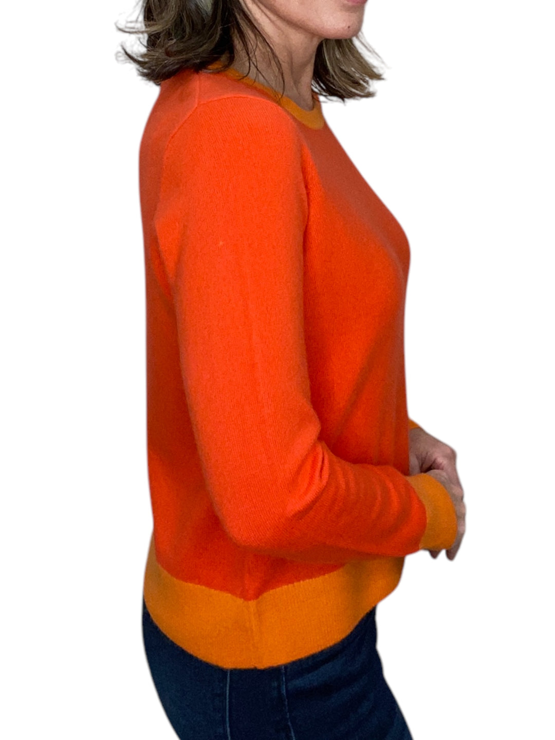 TIPPED CREW SWEATER-ORANGE/TANGERINE