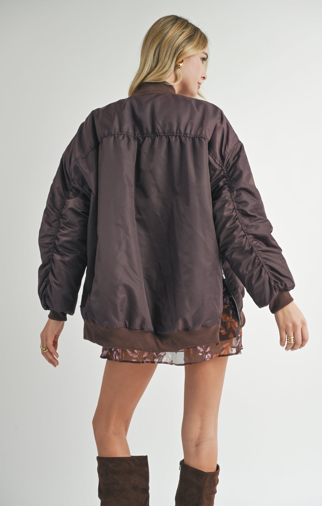 MILA OVERSIZED BOMBER-CHOCOLATE