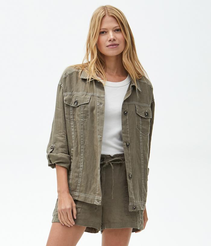 DENIM MALIAH JACKET W CONTRAST STITCH - Kingfisher Road - Online Boutique