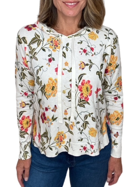 FLOWER HOODIE SWEATER-CHALK